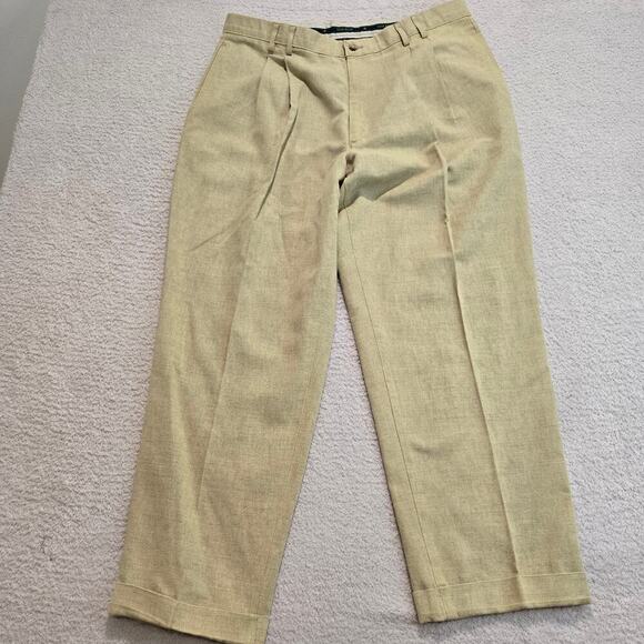 Club Room Linen Blend Pleated Cuffed Pants Men's 38x30 Old Money Preppy - Picture 1 of 9